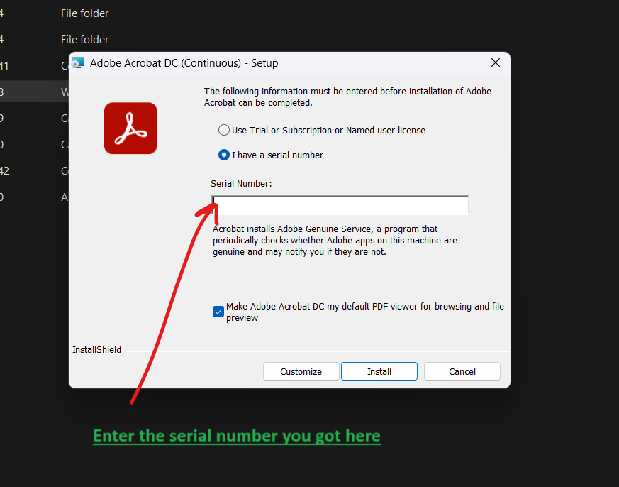 Adobe Acrobat Installation Progress